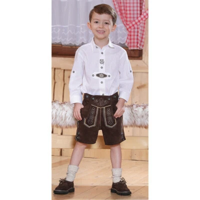 fesches Kinder - Trachtenhemd mit Krempelärmel Trachtenriegel von Isar Trachten