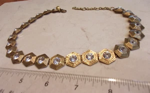 Vintage J. Crew sechseckige Cabochon Design Halskette mit Strass Akzent - Bild 1 von 5