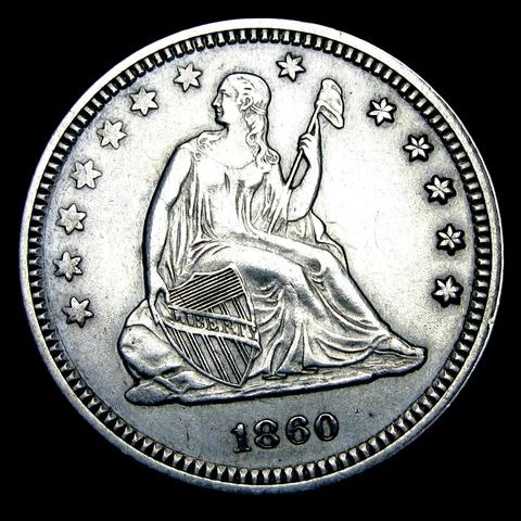 1860 Seated Liberty Quarter Dollar ---- Stunning Details Type Coin ---- #CB806 Cover