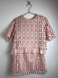 Conjunto Top y Falda Sandro Paris Claude Rosa Encaje Talla 2 Elegante Twee - Imagen 1 de 12