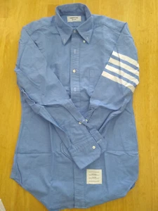 NWOT Thom Browne Blue with Woven 4 Bar Sleeve Stripe 15.5-33 TB2 MSRP $550 - Picture 1 of 9