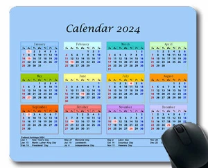 Calendar 2024 Year Mouse Pad,Pink Mouse Pad with Stitched Edge - Picture 1 of 37