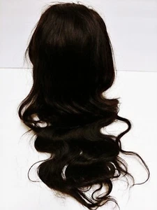 24" 100% Echthaar Lace Front Perücke Brandneu Schwarz Wellig - Bild 1 von 7