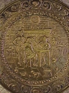 Vintage Jumbo 24.5" Colonial Hammered Brass Wall Plate Decor - Picture 1 of 4