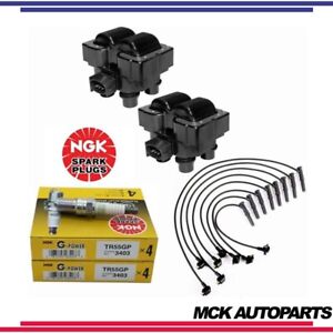 2x Ignition Coil & 8x NGK Spark Plug & Wire Set For Ford Explorer F150 F250 4.6L