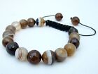 Men's Gemstone Beaded Bracelet All 10mm Natural Coffe Agate Beads Faceted