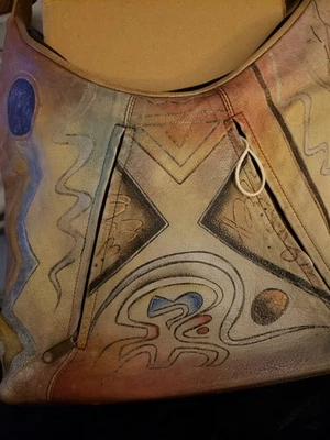 Anna by Anuschka Hobo Bolso de Hombro Cartera Cuero Pintado a Mano Abstracto Slouch Foto 1 de 4