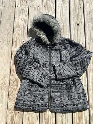 Abrigo con capucha recortado de piel sintética de lana gris tórrido para mujer 0 (grande) bolsillos forrados Y2K Foto 1 de 4