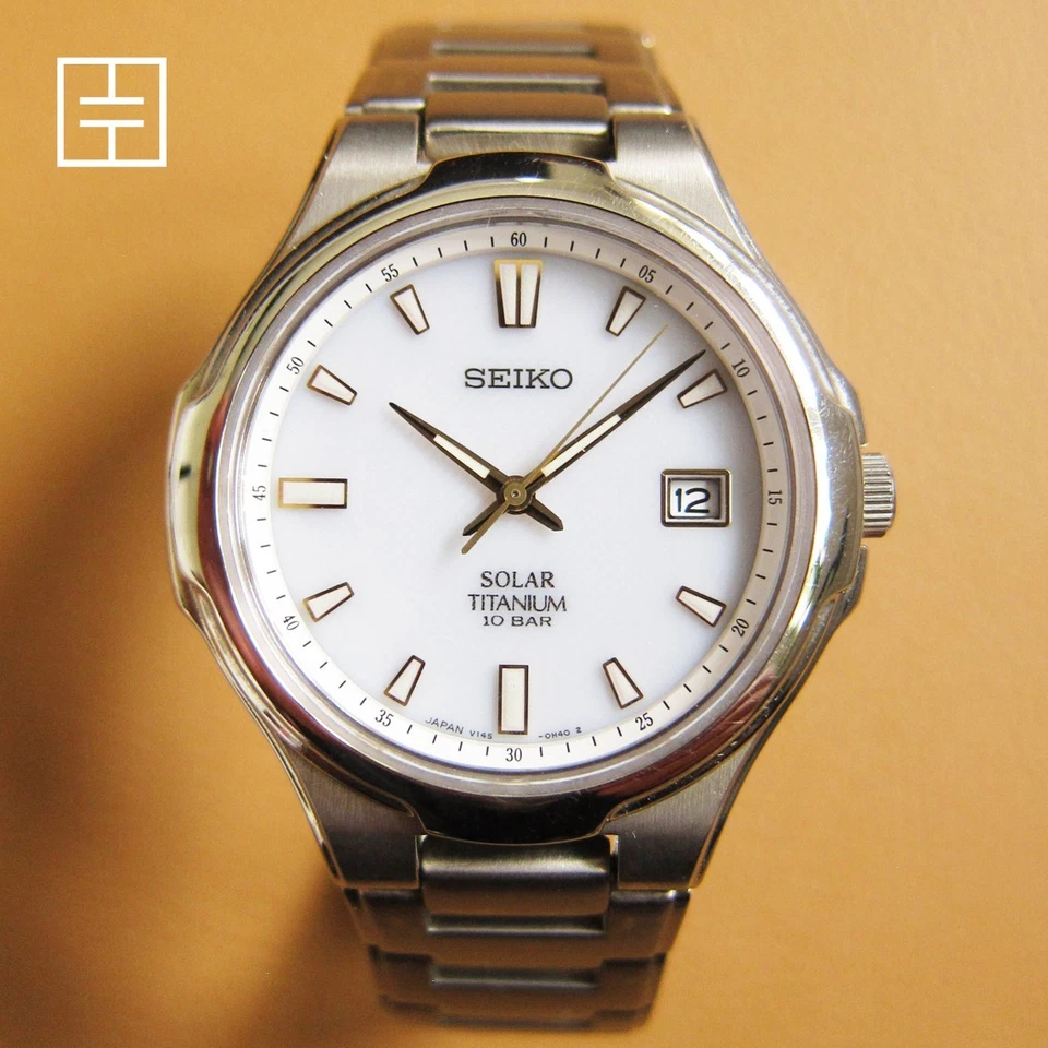 SEIKO Solar V145-0E10 Titanium Watch w/ White Dial (MADE IN JAPAN) - Image 1 of 4