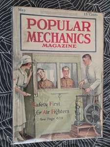 POPULAR MECHANICS MAGAZINE MAY 1918 vintage in vinyl cover nice gift - Picture 1 of 2
