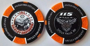J&L HARLEY-DAVIDSON Sioux Falls SD Black/Orange 115th Anniversary Poker Chip - Picture 1 of 3