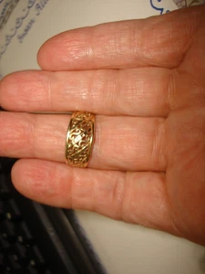 VINTAGE SCHÖNER ECHTER BEVERLY HILLS MASSIVER 14 K GOLD FILIGRAN BREITER RING BANDGRÖSSE 10 - Bild 1 von 7