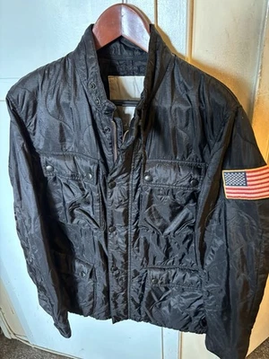 Ralph Lauren Denim Supply Vintage Hombre Bandera Negro Bombardero Moto Chaqueta L Grande Foto 1 de 4