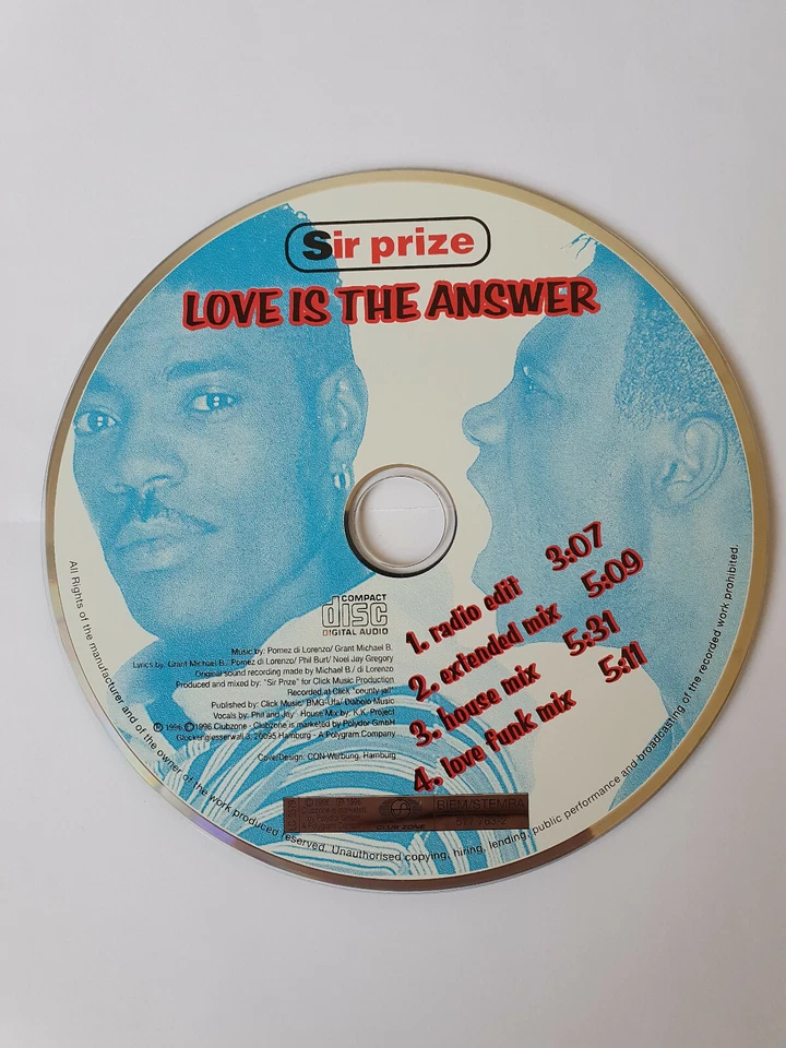 Sir Prize / Love is the answer Maxi CD 4 Tracks 1996 Sammler 90er - Bild 1 von 1