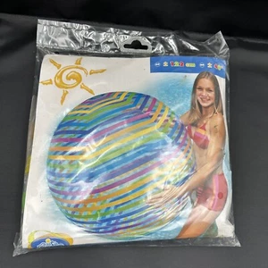 New 2002 Intex The Wet Set Jumbo 48 inch Beach Ball #59070 Rainbow Stripes - Picture 1 of 7