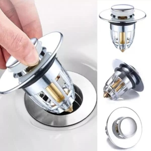 Universal Pop Up Drain Filter Wash Basin Core Bounce Bathroom Sink Plug Stopper - Picture 1 of 13