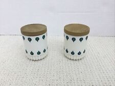 2 x Vintage Kingston Plastic Canisters with Lids White with Abstract Patterns