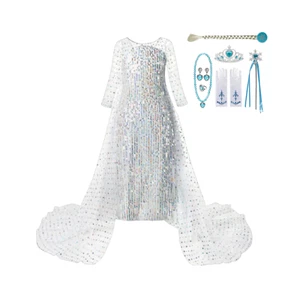 Frozen 2 Elsa White Birthday Dress; A Stunning Elsa Dress for a Little Princess - Picture 1 of 8