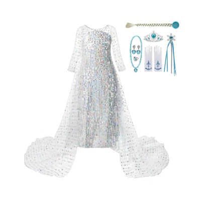 Frozen 2 Elsa White Birthday Dress; A Stunning Elsa Dress for a Little Princess - Image 1 of 4