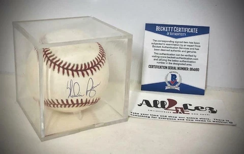 NOLAN RYAN AUTO SIGNED BASEBALL MLB BUDIG AL BALL w/ BECKETT COA ~ ASTROS Cover