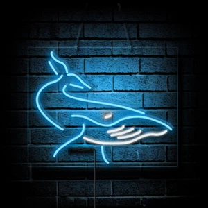Ocean Whale Neon Sign Light Handmade Real Glass Tube Visual Artwork Gift 17"x14" - Picture 1 of 2