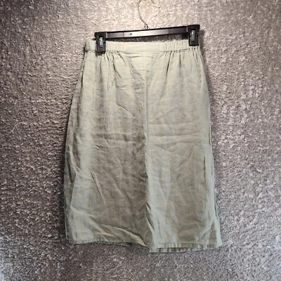 Flax Pull On Pencil Skirt Linen Pocket Petite Elastic Waist 25W - Image 1 of 4