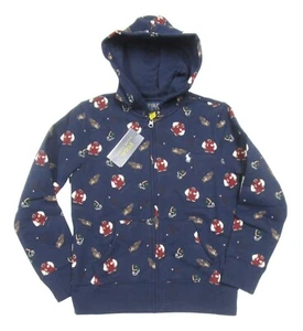 Polo Ralph Lauren Boys Navy Varsity Polo Bear Graphic Fleece Full Zip Hoodie - Picture 1 of 3