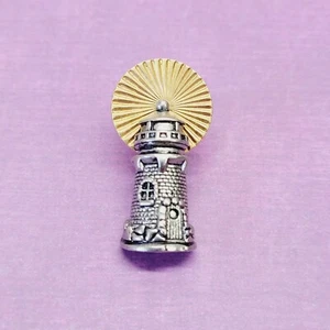 Avon 1995 Two Tone Gold Silver Lighthouse Lapel Pin Brooch Tie Tack Vintage - Picture 1 of 5