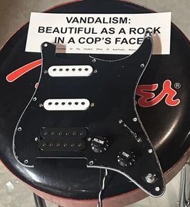 Kurt Cobain Vandalism Import Version Loaded HSS Stratocaster Pickguard w/Sticker - Picture 1 of 2