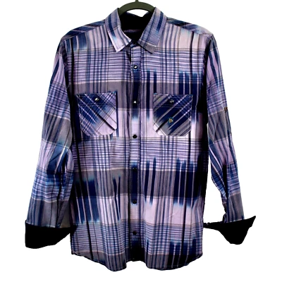 Buffalo David Bitton Pearl Snap Roll Tab Long Sleeve Flip Cuff Shirt Mens Medium - Image 1 of 3