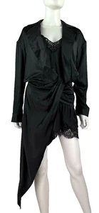 Alexander Wang 2 US 38 IT XS Black 100% Silk Cocktail Dress Romper Auth - Picture 1 of 10