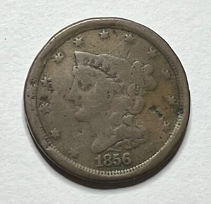 1856 Flechthaar halber Cent - besseres Datum halber Pfennig; S072 - Bild 1 von 2