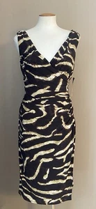 Ralph Lauren animal print jersey ruched cocktail party dress Sz 8 NWT New - Picture 1 of 9