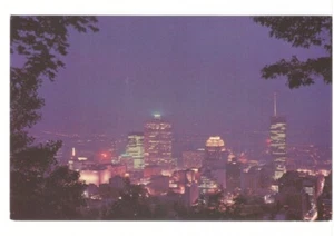 Montreal At Night, Quebec Vintage Chrome Aerial View Postcard - Picture 1 of 2