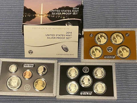 2014 S U.S. SILVER 14 coin Proof Set. Box And COA Included. Coins Are Perfect! Cover
