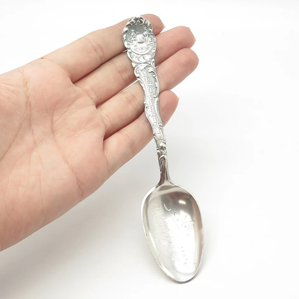 Antigua toalla Art Deco de plata de ley 925 cuchara de estados y ciudades de Virginia Occidental Foto 1 de 4