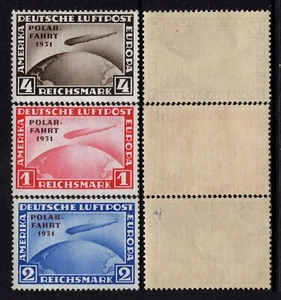 Alemania Imperio - Aereo Zepenines 1931 / Polar-Fahrt / 3 sellos **/MNH 40/42 - Bild 1 von 1