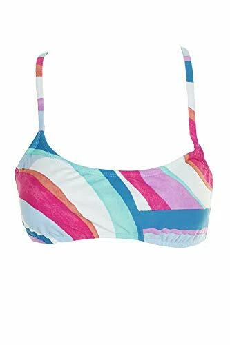 $28 Top de Bikini Hula Honey Juniors Azul Rosa Colores Voladores Estampado Tirantes Espalda M Foto 1 de 1