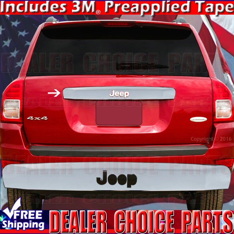 For 2007-2016 JEEP COMPASS Chrome Tailgate COVER Accent w/ Logo Cutout - Image 1 of 2