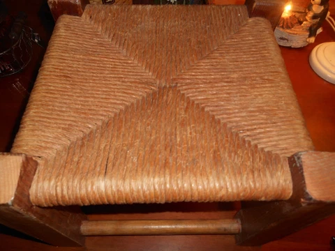 Antique  Rope  Twine Solid FOOT STOOL/LOW BENCH Tight X Primitive Country Rustic Cover