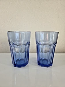 Pair of IKEA Blue Panel Pokal Tumblers Made in France Glasses 22950 5.25" - Picture 1 of 5