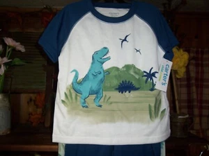 CARTERS BOYS TODDLER 3 PIECE DINOSAUR SHIRT SHORT AND PANT  SIZE 5T PAJAMAS - Picture 1 of 3