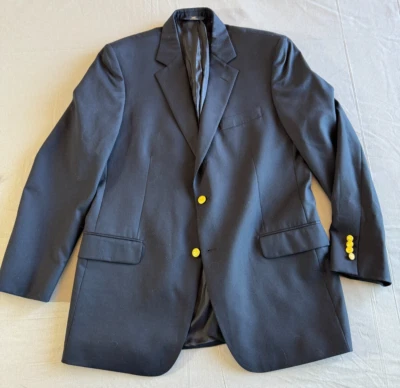 Brooks Brothers 346 Sports Suit Coat Mens 42 Long Double Breasted Navy Wool - Image 1 of 4