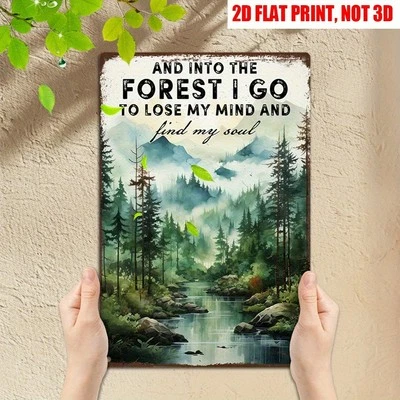 And Into The Forest Metal Signs Nature Soul Search Hiking Girl Mindful Wall Art - Image 1 of 4