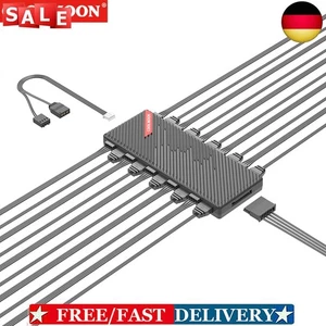 1 To 10 PWM & ARGB Hub Splitter SATA Powered 4Pin PWM 3Pin ARGB Hub for Case Fan - Afbeelding 1 van 18