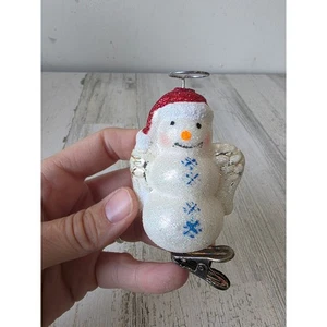 Patricia Breen Schneemann Clip Glitzer Engel Cherub Glas Ornament Heiligenschein Weihnachtsbaum - Bild 1 von 9