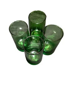 Hand Blown Morrocan Solid Emerald Green 14 oz Drinking Glasses (set of 4) 5"... - Picture 1 of 3