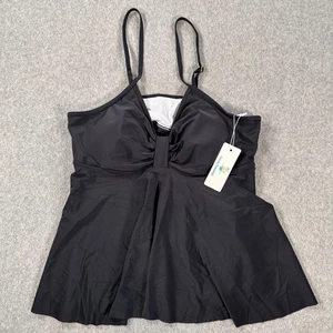 Beachsissi Tankini Swim Top Women's XL Black Adjustable Strap New Removable Pads - Picture 1 of 5