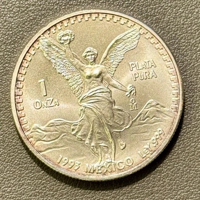 1993 Mexican Libertad 1 ozt/Onza 99.9% Silver/Plata Pura Coin-Mintage 1,000,000 - Image 1 of 3