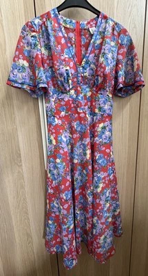 True Vintage 100% Polyester Damen Kleid Gr. 44 geblümt 70er Jahre kurzarm Sommer - Bild 1 von 4